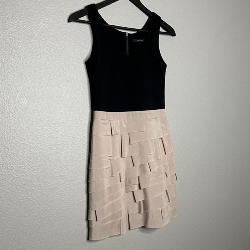Arc And Co Sleeveless Black Tan Ruffled Dress Size‎ Small